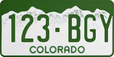 CO license plate 123BGY