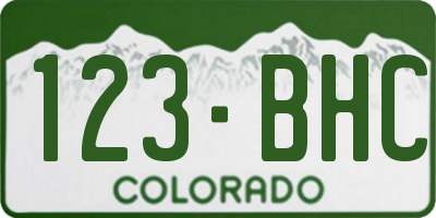CO license plate 123BHC