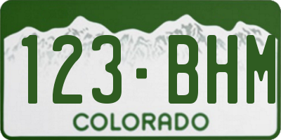 CO license plate 123BHM