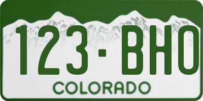 CO license plate 123BHO