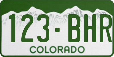 CO license plate 123BHR