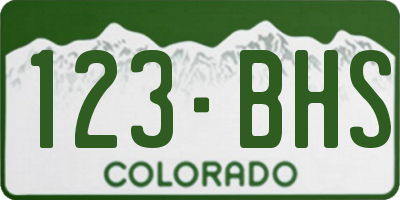 CO license plate 123BHS
