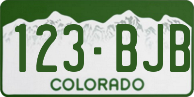 CO license plate 123BJB