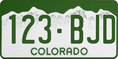 CO license plate 123BJD