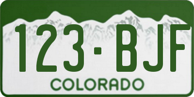 CO license plate 123BJF