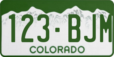 CO license plate 123BJM