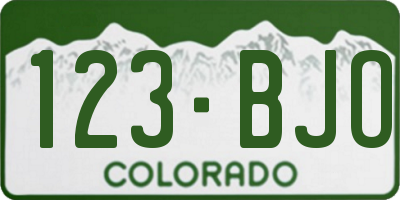 CO license plate 123BJO