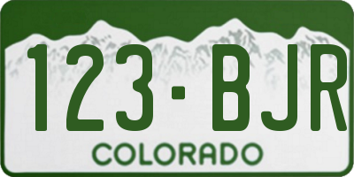 CO license plate 123BJR