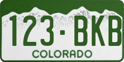 CO license plate 123BKB