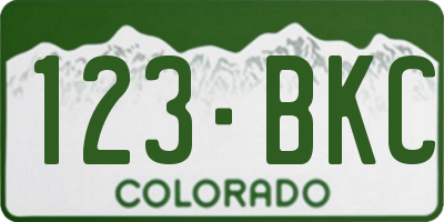 CO license plate 123BKC