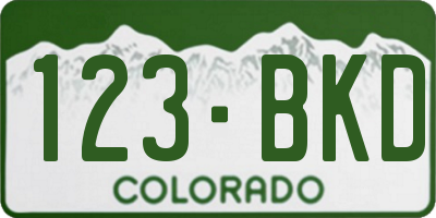 CO license plate 123BKD