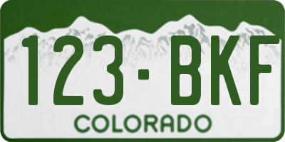 CO license plate 123BKF