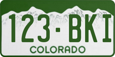CO license plate 123BKI