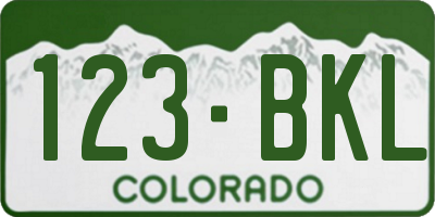 CO license plate 123BKL