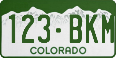 CO license plate 123BKM