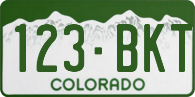 CO license plate 123BKT