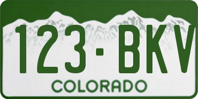 CO license plate 123BKV