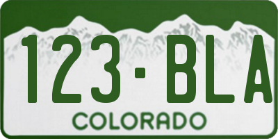 CO license plate 123BLA