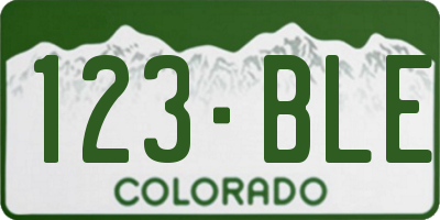 CO license plate 123BLE