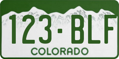 CO license plate 123BLF