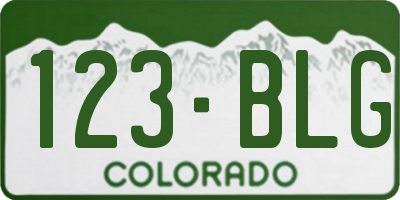 CO license plate 123BLG