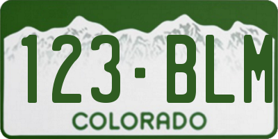 CO license plate 123BLM