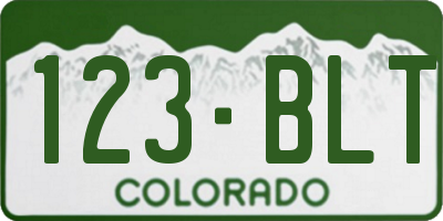 CO license plate 123BLT