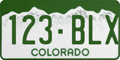 CO license plate 123BLX