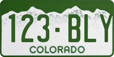 CO license plate 123BLY