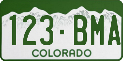 CO license plate 123BMA