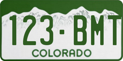 CO license plate 123BMT