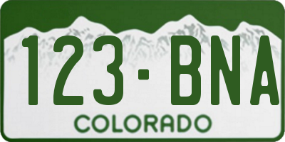 CO license plate 123BNA