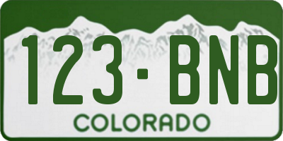 CO license plate 123BNB