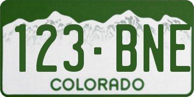 CO license plate 123BNE
