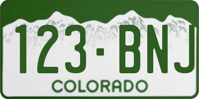 CO license plate 123BNJ