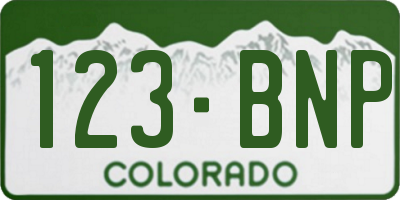 CO license plate 123BNP