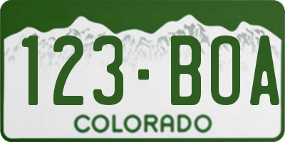 CO license plate 123BOA