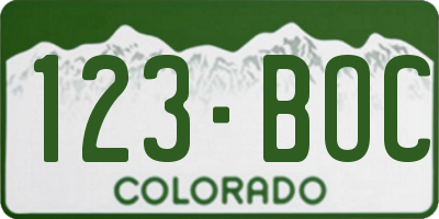 CO license plate 123BOC