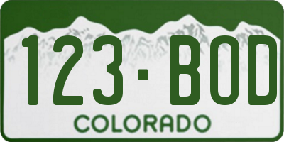 CO license plate 123BOD