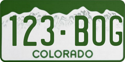 CO license plate 123BOG