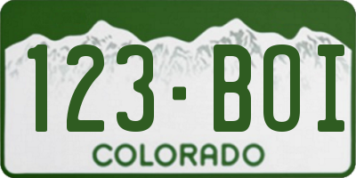 CO license plate 123BOI