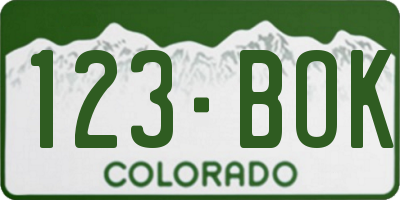 CO license plate 123BOK