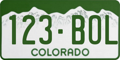 CO license plate 123BOL