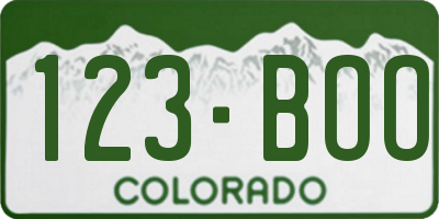 CO license plate 123BOO