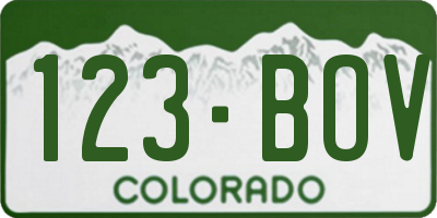 CO license plate 123BOV