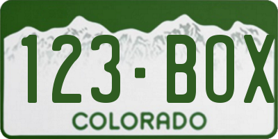 CO license plate 123BOX