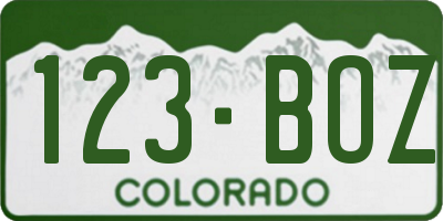 CO license plate 123BOZ