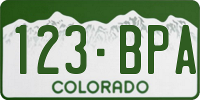 CO license plate 123BPA
