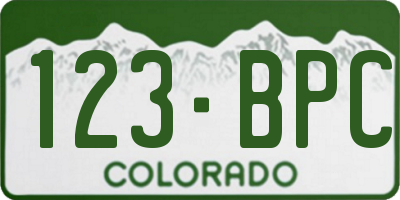 CO license plate 123BPC