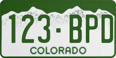 CO license plate 123BPD